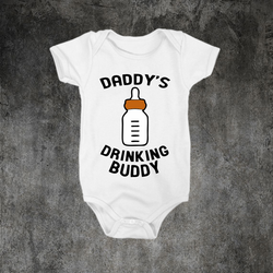 Daddy's Drinking Buddy ORGANIC Cotton Romper Baby Shower Gift Funny Present