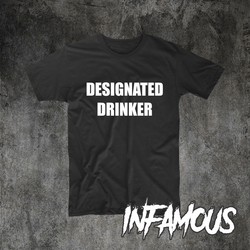 Designated Drinker T-Shirt Funny Joke Beer Drinking Aussie Mancave Drunk Pub