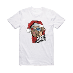 Christmas Shirt Adult White  Holiday Funny Family Xmas Unisex Pug Dog Tee