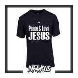 PEACE & LOVE JESUS T-SHIRT cross god bible wwjd religious crucifix birthday gift