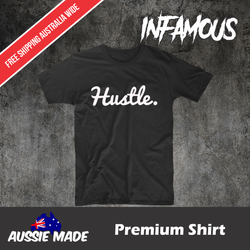 Hustle T Shirt Men's Short Sleeve Fun Tee Gift Cotton Black Size M L XL T-Shirt