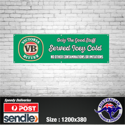 Victoria Bitter VB Aussie Beer Banner - The Mancave Bar Beer Spirits Shed
