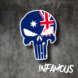 PUNISHER SKULL AUSTRALIAN FLAG sticker decal car , laptop, bike, skateboard