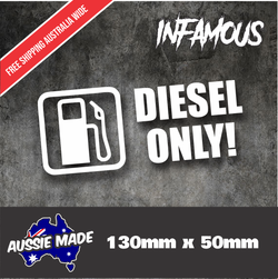 DIESEL ONLY Sticker 130mm fuel cap door 4x4 4wd ute truck decal SOOT mud