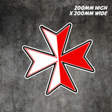 Maltese Cross STICKER waterproof DECAL 200mm X 200mm MALTA JDM Race Car 4x4