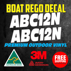 Fishing Boat REGISTRATION Sticker SET/REGO numbers lettering Marine Grade Vinyl