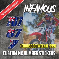 3x Custom Dirt Bike Plate MX Race Number GoKart Racing Decals Stickers Australia