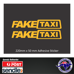 2x FAKE TAXI Sticker Decals Funny JDM Drift Turbo Hoon Race Car
