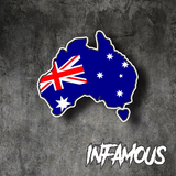 AUSTRALIA MAP W/ FLAG DECAL STICKER PATRIOTIC AUSTRALIANA AUSSIE DECALS STICKERS