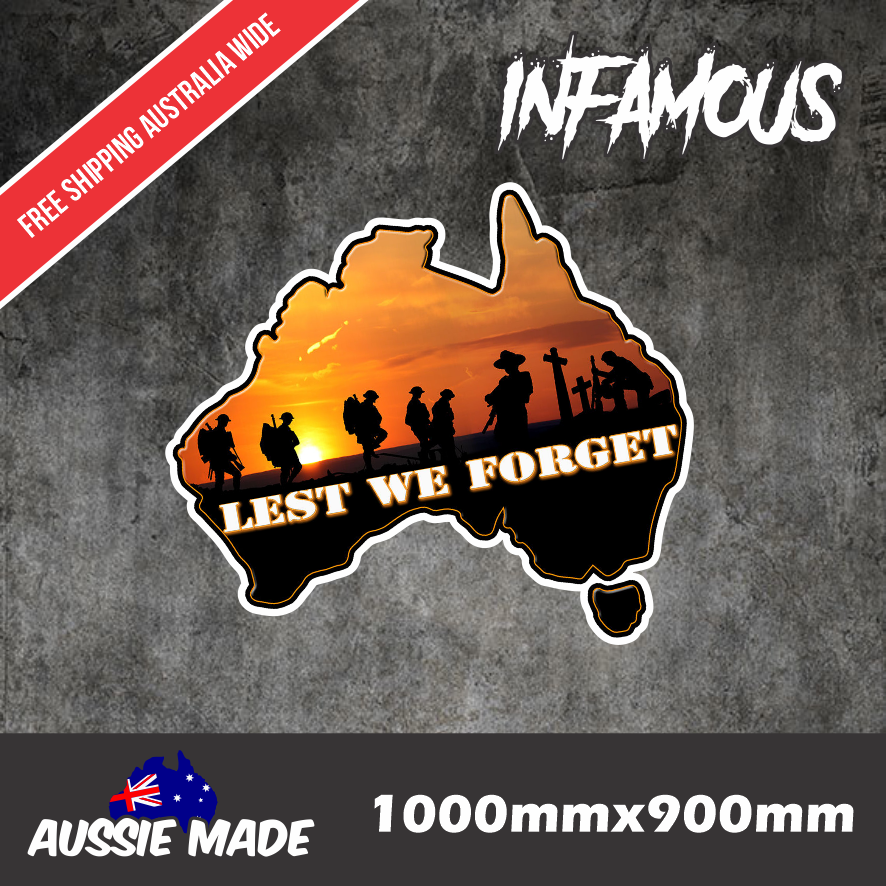 Anzac Day Lest We Forget Australian Army Car Decal Bumper iPad Vinyl S ...