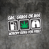 GAS GRASS OR ASS Sticker 150mm funny hoon jdm weed car decal 4WD drift hoon