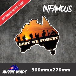 Anzac Day Lest We Forget Australian Army Car Decal Bumper iPad Vinyl Sticker