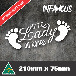 LITTLE LADY ON BOARD Sticker 210mm baby girl feet car window decal