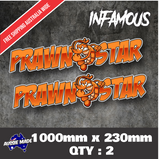 Fishing Sticker Decal Prawn Star funny car Fish Tackle Boat 4x4 Lure Rod 1000mm