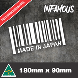 MADE IN JAPAN BARCODE Sticker 180mm kanji nipponsei jdm car window decal