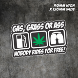 GAS GRASS OR ASS Sticker 150mm funny hoon jdm weed car decal 4WD drift hoon