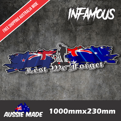 Anzac Day Sticker Lest We Forget Australian Army Car Decal Bumper 1000mm Vinyl