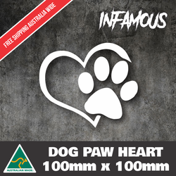 Dog Paw Sticker Heart Decal Vinyl Car Window Laptop Heart Puppy Cute Pet Lover