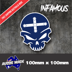 Eureka Flag sticker skull vinyl Aussie oz decal skull bone australia 100mmx100mm