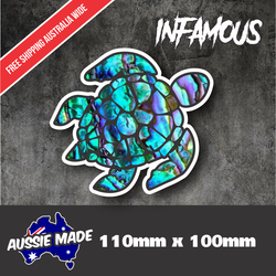 Sea turtle vinyl sticker tribal paua shell abalone New Zealand Maori 110mmx100mm