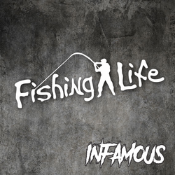 FISHING LIFE Sticker funny fishing tackle boat MILF 4x4 car window decal 200MM