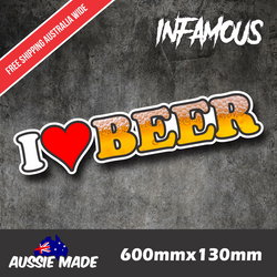 BEER Sticker Decal Aussie Flag 4x4 4WD Car Ute bogan australia 600mm I LOVE BEER