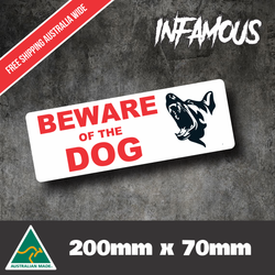 Beware Of The Dog Sign Sticker White Self Adhesive Plaque Warning Decal Au Stock