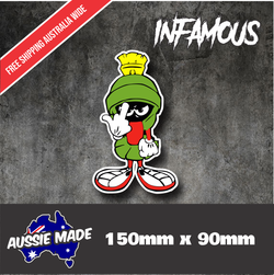 Marvin The Martian Flip Off Funny Vinyl Sticker Car Window Decal JDM Laptop