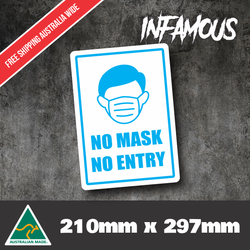 No Mask No Entry - Self Adhesive Sticker Decals Safety Sign sydney NSW strict