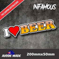 BEER Sticker Decal Aussie Flag 4x4 4WD Car Ute bogan australia 200mm I LOVE BEER