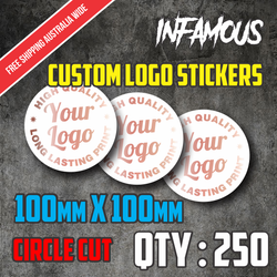 CUSTOM STICKERS 100mm Circles QTY 250 custom logo printed high quality premium