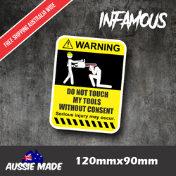 TOOLBOX WARNING DECALS Construction Job Site Tradie Work OH&S Funny WARN3