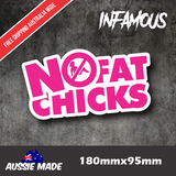 NO FAT CHICKS CAR WILL SCRAPE Sticker Decal - FUNNY DRIFT JDM Racing 4WD Joke