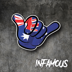 HANG LOOSE AUSTRALIA FLAG SURFING DECAL STICKER FLAGS PATRIOTIC DECALS STICKERS