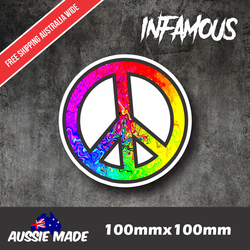 PEACE SIGN Sticker CAR sign decal 4x4 ute jdm rainbow trippy psychedelic