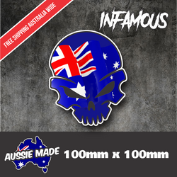 australia Flag sticker skull vinyl Aussie oz decal skull bone eureka 100mmx100mm