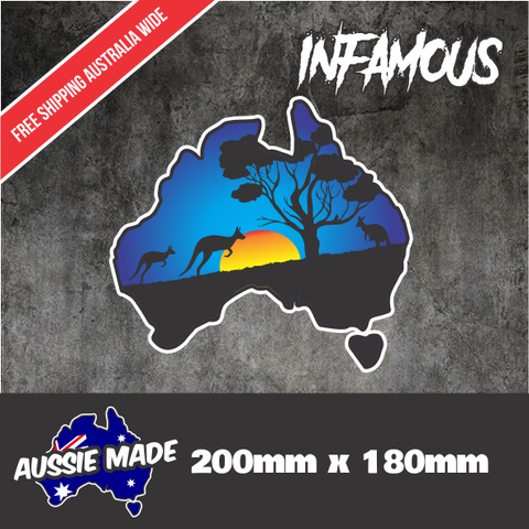 Australia Map Aussie Outback Sticker Caravan RV Truck Decal Car Kangeroo Sticker