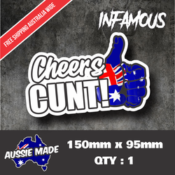 Cheers C*nt sticker australia Flag bogan vinyl Aussie oz decal skull bone eureka