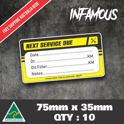 10x Custom Next Service Due Label Stickers 35x65mm Maintenance Vehicle SERV10