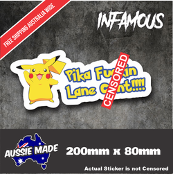 Pokemon Pikachu Angry Road Rage Funny Sticker Decal Patrol PICK A LANE Car 4wd