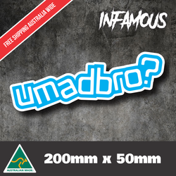 UMADBRO Sticker White Vinyl for Car - Funny You Mad Bro 20cm Drift JDM Race