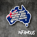 EAT MEAT DRINK BEER Sticker Decal Funny Aussie 4x4 4WD Car Ute