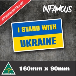 I STAND WITH UKRAINE AUSTRALIA FLAG Sticker 200mm x 90 mm outdoor vinyl car ute